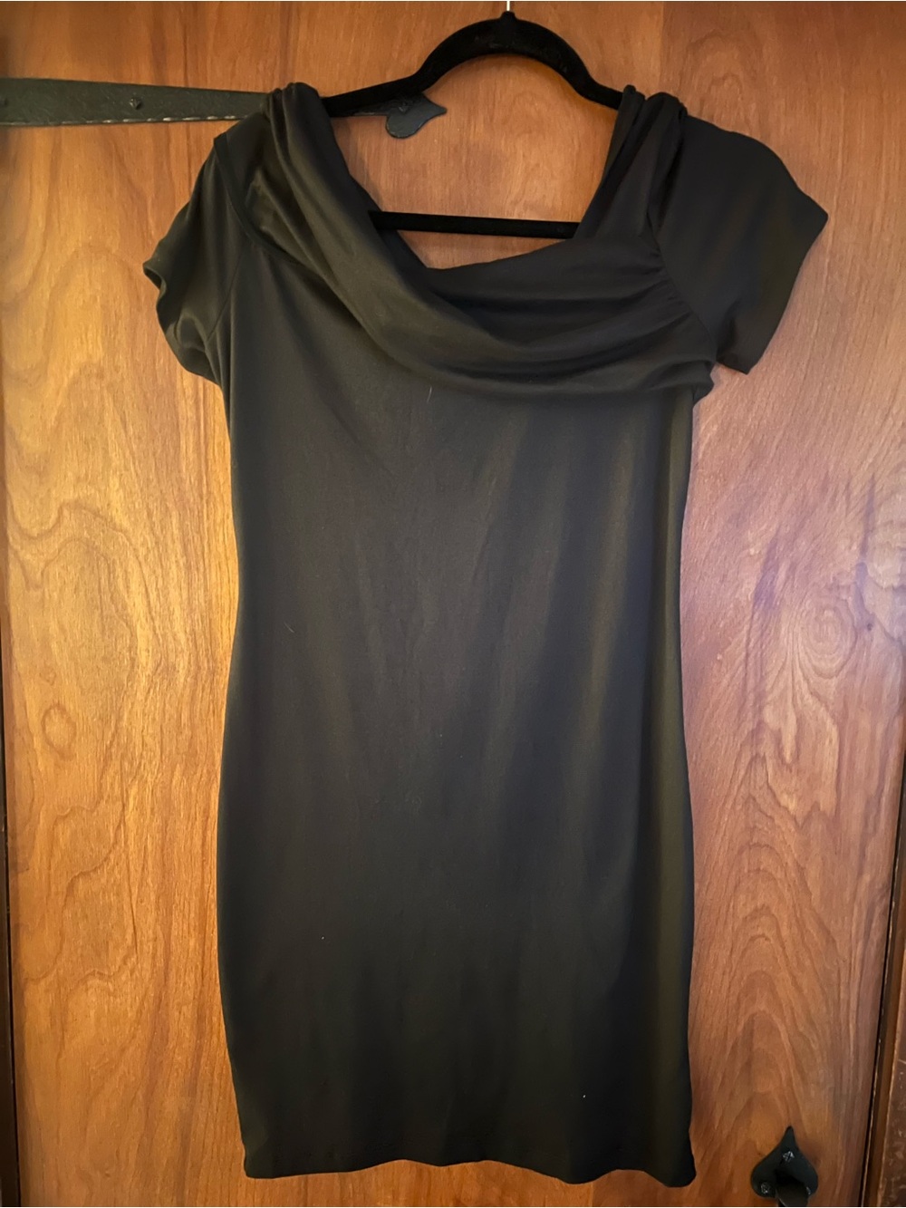 white birch Black Cowl Neck Mini Dress
